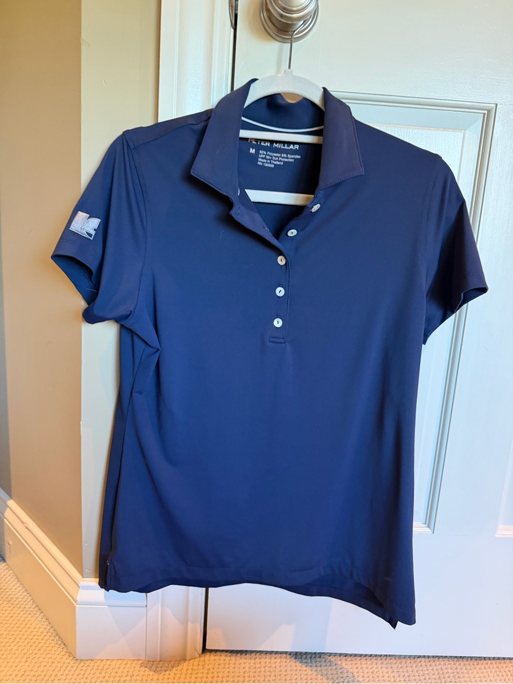 Peter Millar Women's Navy Short-Sleeve Button Polo
